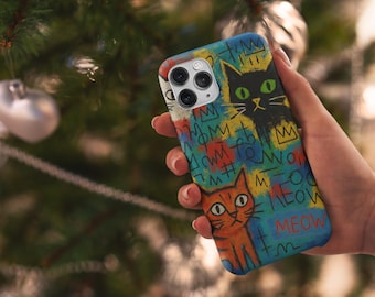 Graffiti Cat Phone Cover, Tough Case for Cat Lovers, Unique Stylish Phone Case, Kitty Lover Gift, Street Art Phone Protector