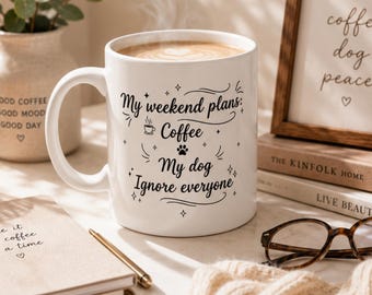 Dog Mom Coffee Mug, Aesthetic Minimalist Mug for Cozy Mornings, Boutique Lifestyle Coffee Cup, Cute Introvert Dog Lover Gift