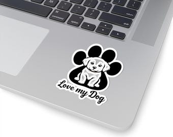 Dog Love Kiss-Cut Stickers, Puppy Lover Gift, Pet Owner Decal, Adorable Animal Decor, Cute Canine Label, Pooch Enthusiast Accessory