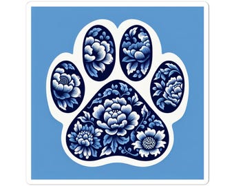 Floral Paw Print Kiss-Cut Stickers - Pet Lover Decor, Laptop Stickers, Gift for Animal Lovers, Cute Floral Design