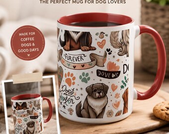 Dog Lover Accent Coffee Mug, Cute Puppy Coffee Cup, 11oz 15oz Ceramic Mug, Gift for Dog Moms, Pet Lover Mug, Cozy Coffee Mug