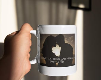 Valentine's Day Personalized Ceramic Mug, Couple's Love Name, Anniversary Gift, Romantic Coffee Cup, Custom 11oz 15oz Tea Mug