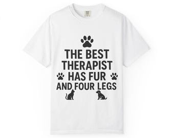 Pet Lover's Garment-Dyed T-shirt, Ideal Relaxation Tee, Furry Friend Gift, Unisex Dog Cat Shirt, Animal Lover Apparel