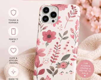 Phone Case, Floral Phone Cover, Cute Tough Case, Stylish Phone Protector, Floral Design for Your Phone