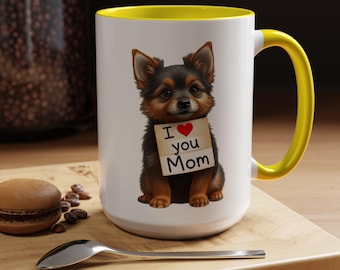Ceramic Coffee Mug, I Love You Mom, Mother's Day Gift, Dog Mom Mug, Mom Dogs, Mother's Day Gift from Fur Babies