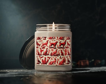 Rustic Animal Print Scented Soy Candle, Eco-Friendly Home Decor, Gift for Animal Lovers, Unique Candle for Holidays, Farmhouse Decor