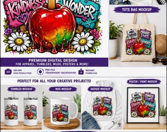 Make a Difference PNG | Teacher Apple & Daisy School Design | Inspirational Educator | Digital Download
