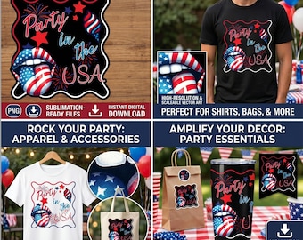 Patriotic Lips Ice Cream PNG | Party in USA 4th July Sublimation (Digital Download)