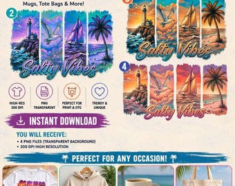 Nautical Beach Sunset PNG | Lighthouse, Sailboat & Palm Tree | Coastal Sublimation | Digital Download