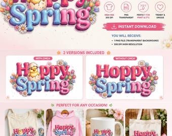 Hoppy Spring Chick in Eggshell PNG | Retro Easter Floral Design | Sublimation | Digital Download