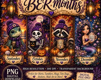 Waiting on the BER Months PNG, Fall Halloween Thanksgiving Christmas PNG, September October November December, Sublimation Design