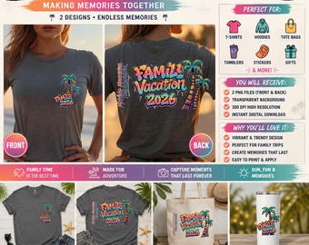 Retro Family Vacation 2026 PNG | Tropical Summer Memories Design | Family Trip Sublimation | Digital Download