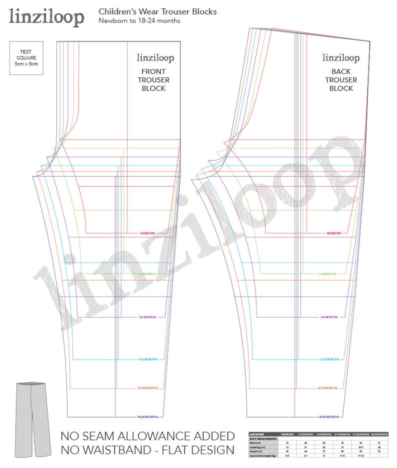 Print at Home - DIGITAL DOWNLOAD - Children's Trouser Block Pattern ...