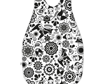 Monochrome Scandinavian Folk Art Garden Unisex Baby Sleeping Bag