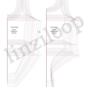 Print at Home - DIGITAL DOWNLOAD  - Swimsuit/Swimming Costume/Leotard Pattern Blocks - Full size range 6 to 26