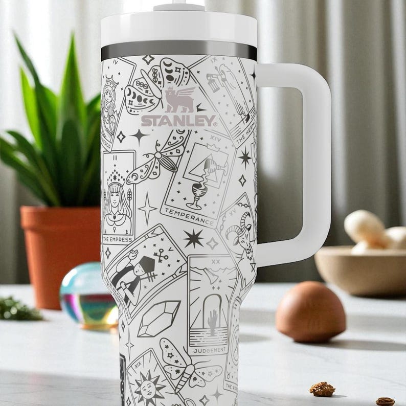 Engraved Tarot Stanley Tumbler – 40oz Witchy Wrap with Major Arcana – Mystical Gift for Her, Spiritual Cup, Occult and Astrology Vibes image 7