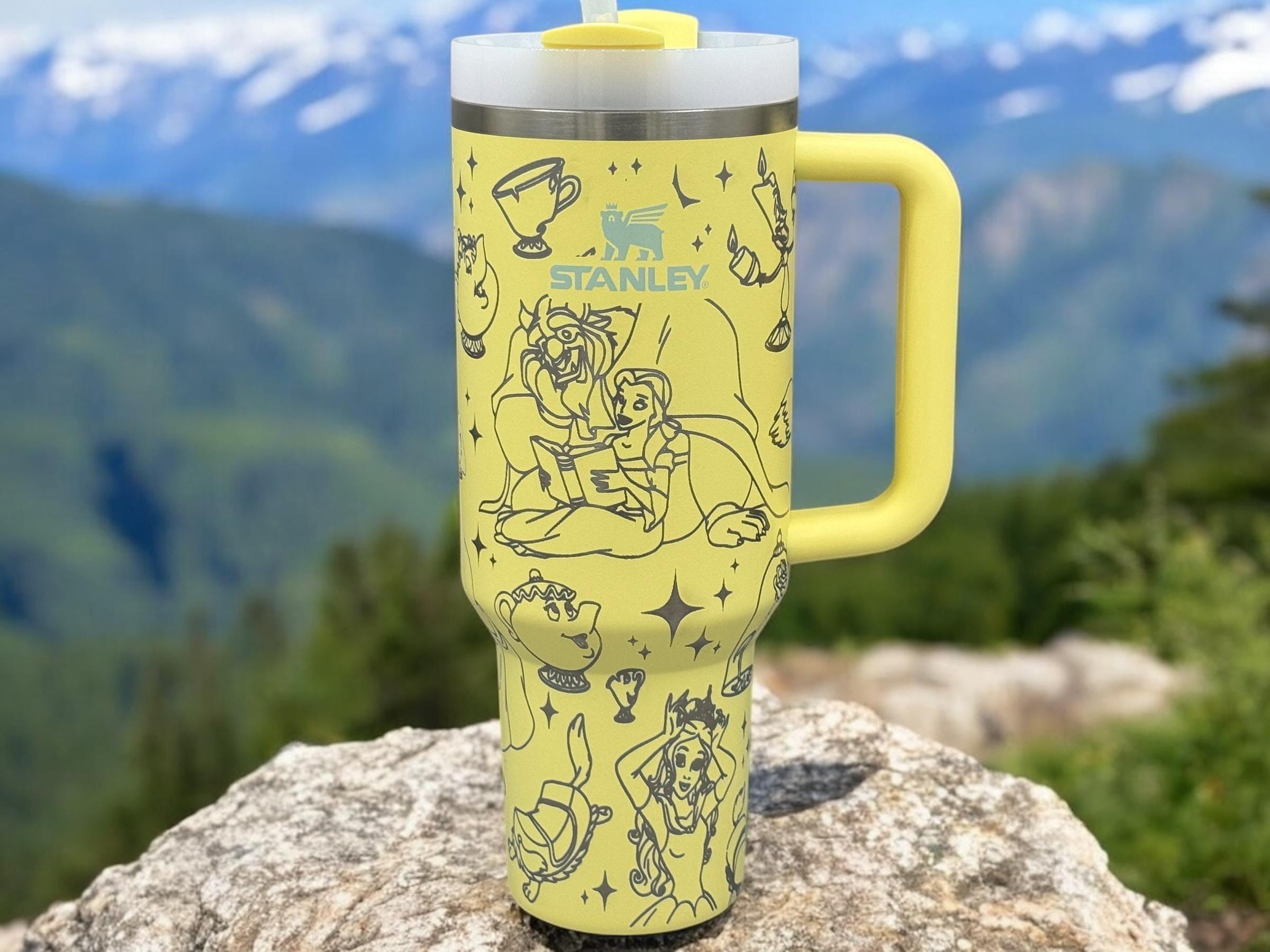 beauty:beast デジカモスカル　ロンT Engraved Beauty and the Beast Tumbler – Cup 14oz 20oz 30oz 40oz