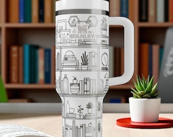 Book Lover Stanley Tumbler – 40oz Engraved Reading Mug with Handle, Cozy Library Cup for Readers, Writers, and Quiet Souls