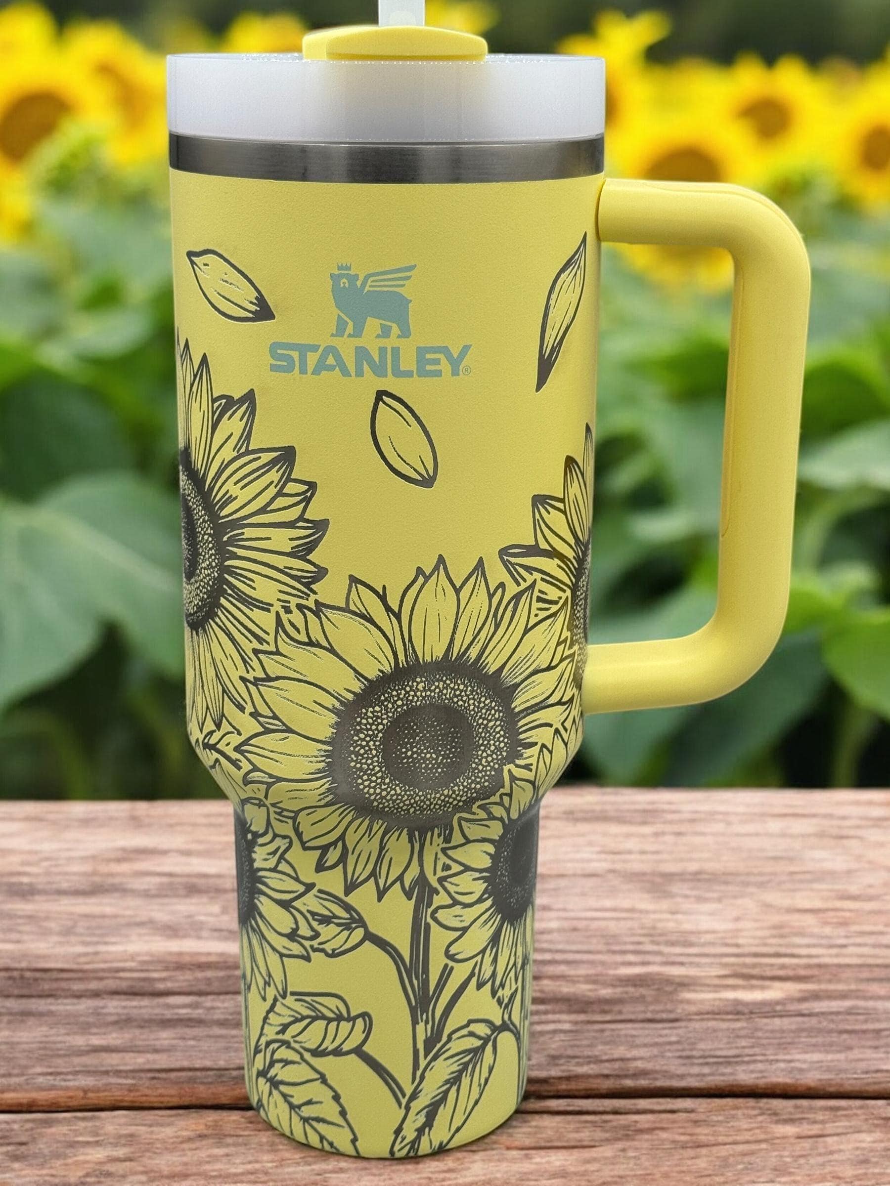 Sunflower Stanley Tumbler With Handle – Insulated Travel Mug for