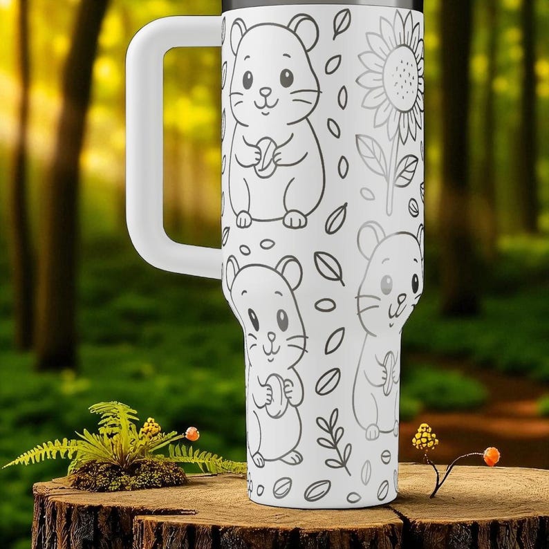 Engraved Hamster Tumbler – Stanley Cup 14oz 20oz 30oz 40oz – Cute Pet Lover Gift, Woodland Animal Cup image 6