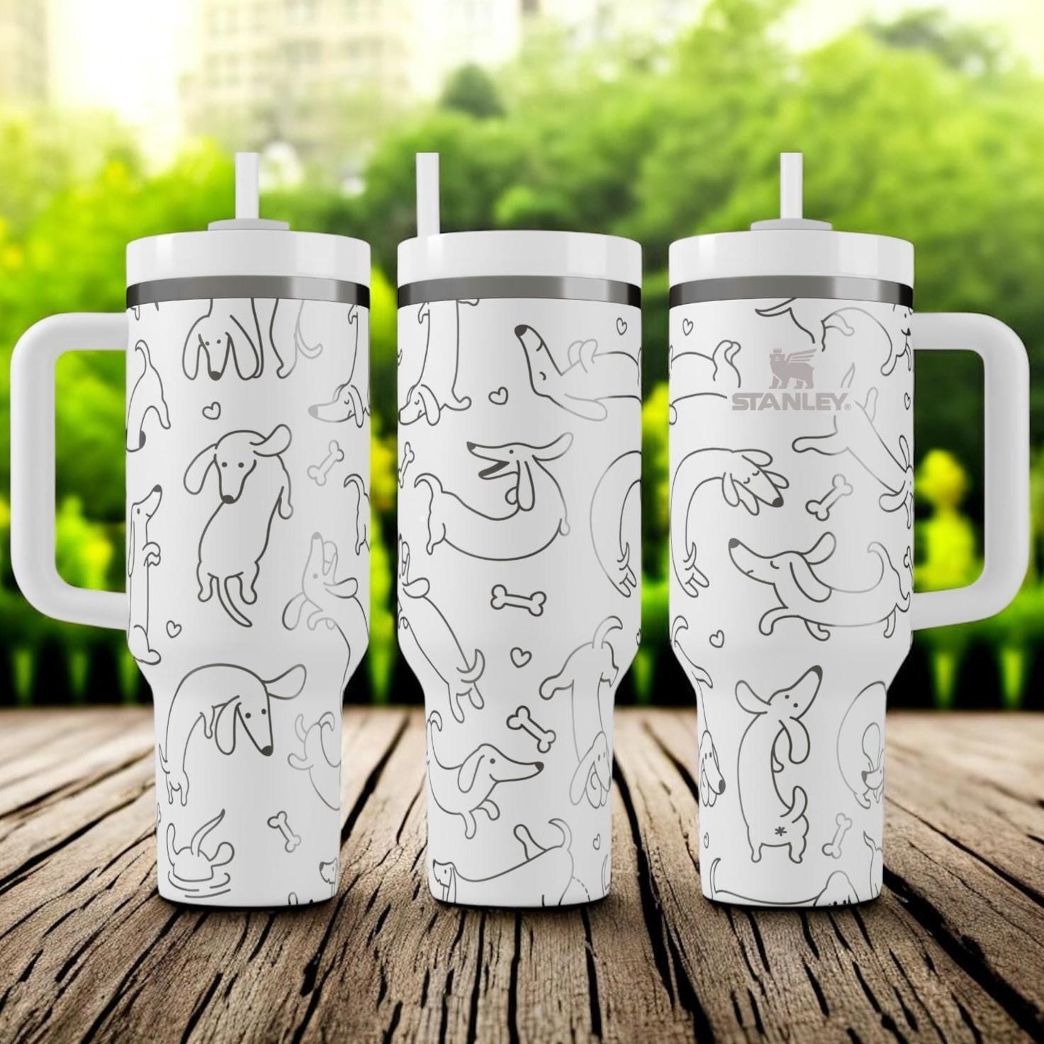 Dachshund Stanley Tumbler – 40oz Engraved Wiener Dog Cup With Flip