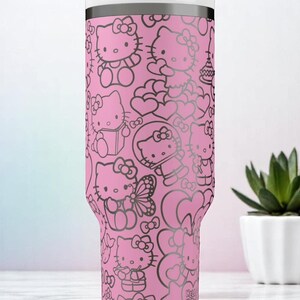 Engraved Hello Kitty Pink Tumbler | Cute Tumbler | Hello Kitty Cup | Hello Kitty Tumbler | Laser Engraved Tumbler | Gift for Her image 5