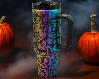 Gegraveerde Halloween-beker | Spookachtige beker | Halloween-beker | Beker met skeletmotief | Halloween-cadeau | Lasergegraveerde beker