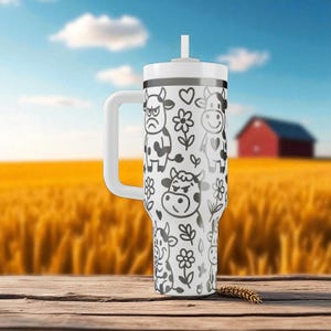 Cow Stanley Tumbler – Cute Engraved Cow Cup – Funny Farm Animal Gift – Custom Name Mug – 14oz 20oz 30oz 40oz image 10