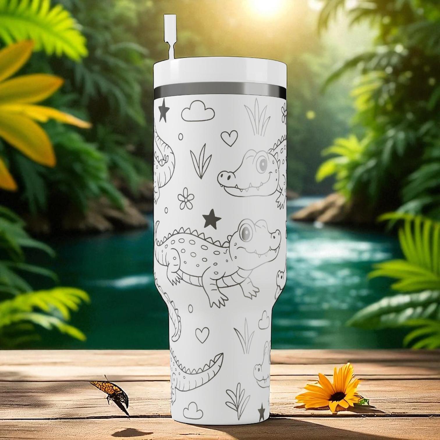 Engraved Crocodile Stanley Tumbler – Cute Alligator Jungle Cup