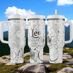 Custom Leo Zodiac Tumbler – Personalized Engraved Cup with Lion Design | Horoscope Gift for Astrology Lovers, July & August Birthday