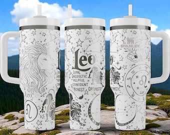 Custom Leo Zodiac Tumbler – Personalized Engraved Cup with Lion Design | Horoscope Gift for Astrology Lovers, July & August Birthday
