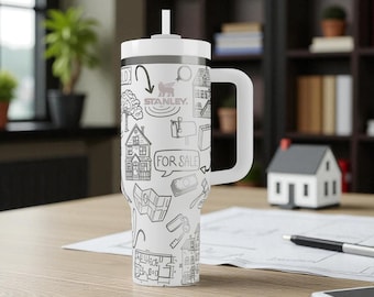 Gravierter Stanley-Becher für Immobilienmakler – Geschenk für Immobilienmakler, lasergravierter Becher für Makler und Hauskäufer 14 oz 20 oz 30 oz 40 oz