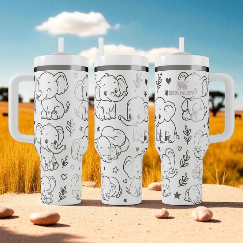 Kubek Stanley Elephant Tumbler – uroczy kubek z grawerowanym laserowo słoniątkiem (14 uncji, 20 uncji, 30 uncji, 40 uncji) zdjęcie 2