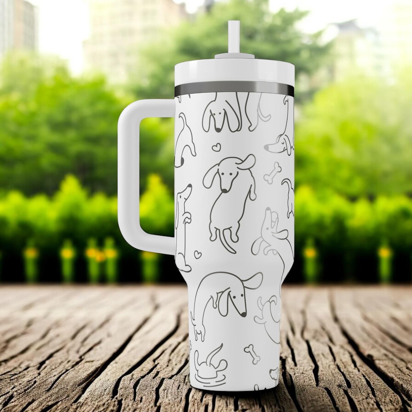 Dachshund Stanley Tumbler – 40oz Engraved Wiener Dog Cup With Flip
