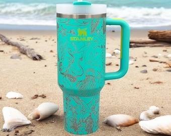 Personalized Engraved Ocean Blue Tumbler | Laser Engraved Tumbler | Gift for Her | GIft for Him | Ocean Lover Gift