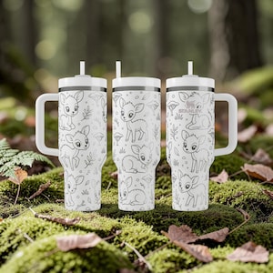 Laser Engraved Stanley Tumbler with Cute Deer Design - Perfect Gift - 30oz & 40oz