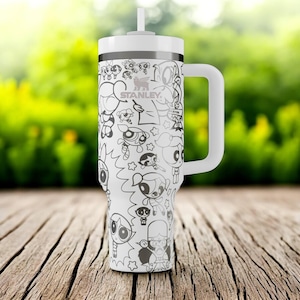 Power Trio Engraved Stanley Tumbler – 40oz Superhero Girl Cup with Handle, Flip Straw Mug, Custom Cartoon Gift for Fans