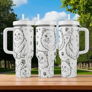 Bicchiere Stanley con incisione di un gatto persiano – Design con gattino soffice – 14 oz, 20 oz, 30 oz, 40 oz – Un regalo adorabile per gli amanti dei gatti immagine 7