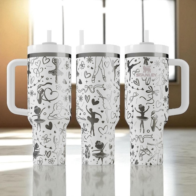 Vaso Stanley con bailarina grabada (14 oz, 20 oz, 30 oz y 40 oz): un regalo ideal para bailarines y amantes del ballet. imagen 2