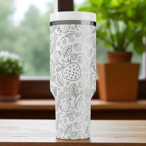 Strawberry Stanley Tumbler – Engraved 40oz Fruit Cup with Handle and Straw – Cute Custom Gift for Her, Summer Drinkware and Berry Lovers image 7