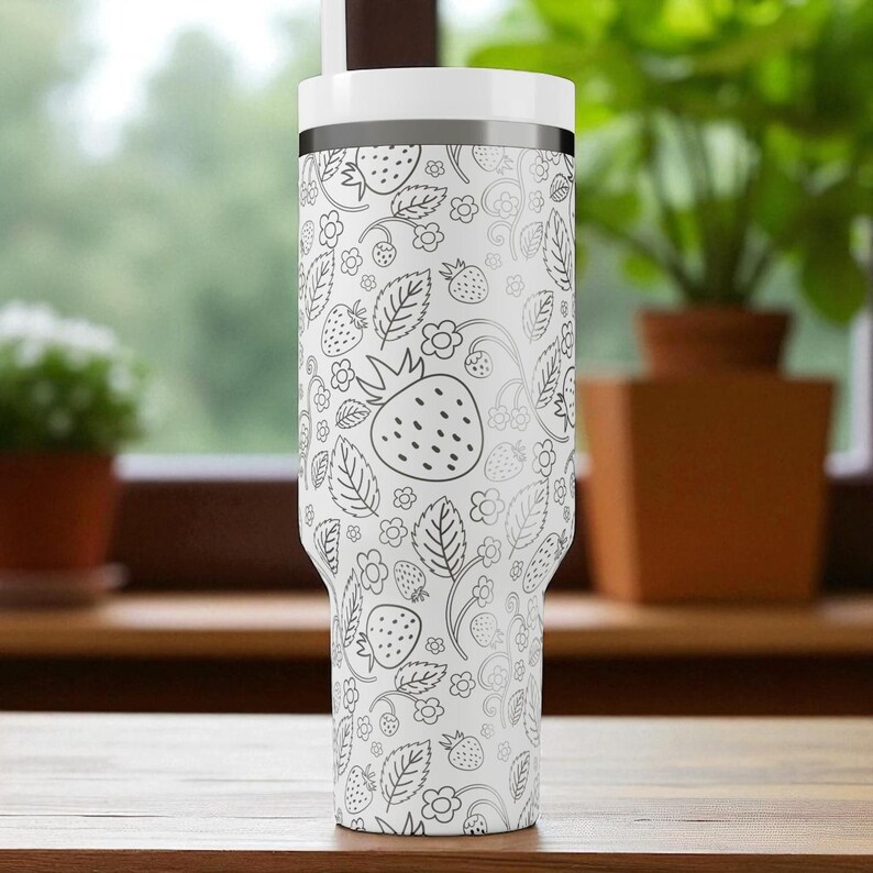 Strawberry Stanley Tumbler – Engraved 40oz Fruit Cup with Handle and Straw – Cute Custom Gift for Her, Summer Drinkware and Berry Lovers image 7