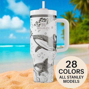 Whale Shark Stanley Tumbler – Ocean Wrap 40 oz Engraved Cup, Sea Life Lover Gift, Tropical Marine Adventure Mug