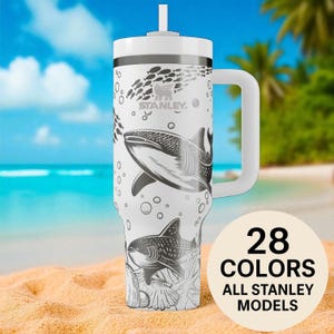 Whale Shark Stanley Tumbler – Ocean Wrap 40 oz Engraved Cup, Sea Life Lover Gift, Tropical Marine Adventure Mug