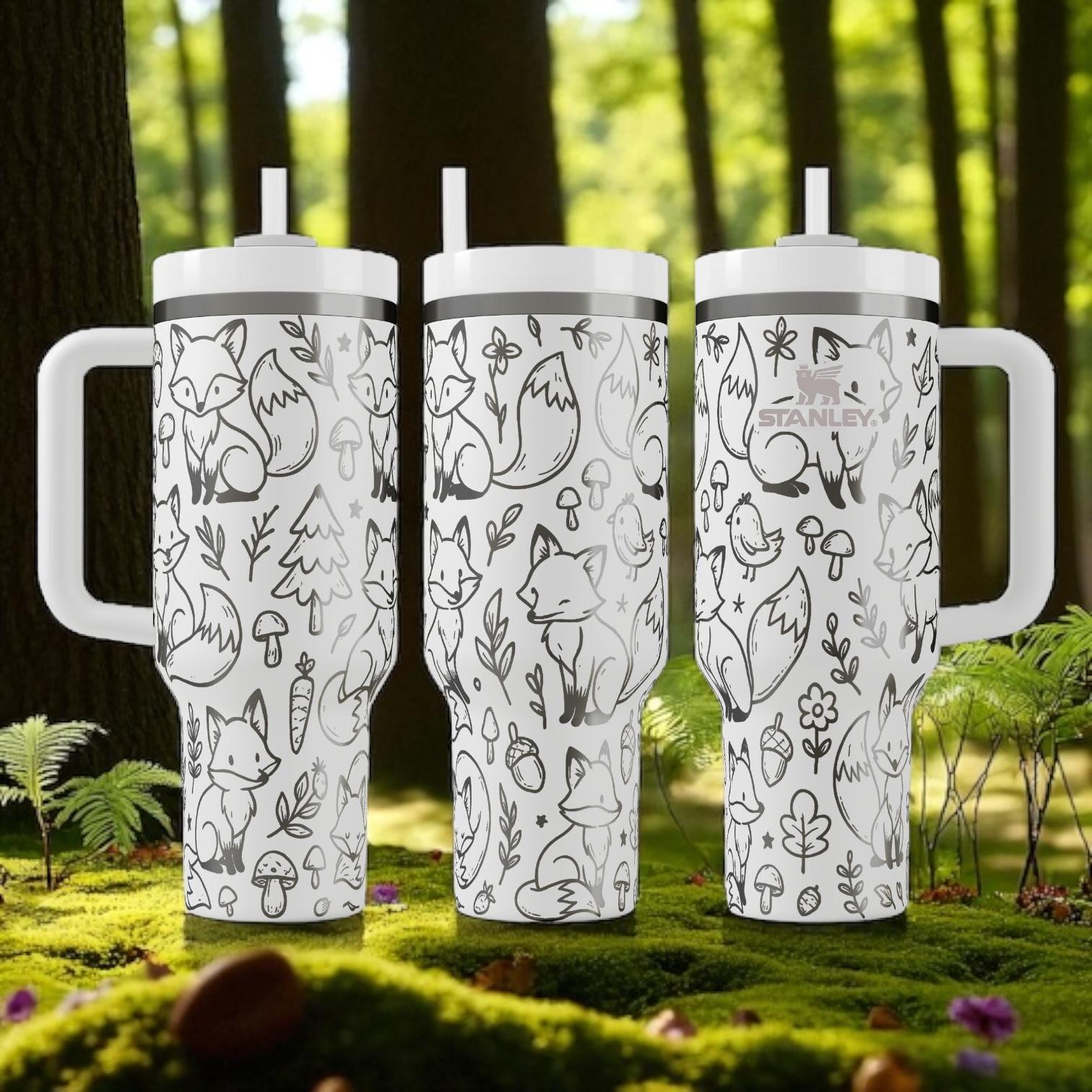 Stanley Fox Tumbler – Engraved Woodland Cup With Cute Forest