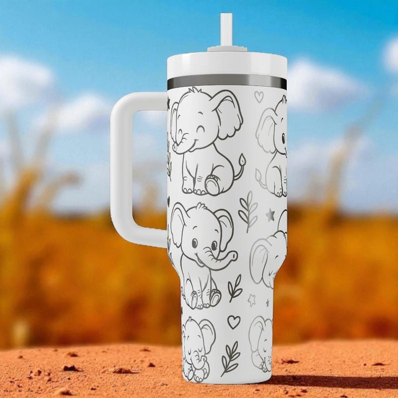 Kubek Stanley Elephant Tumbler – uroczy kubek z grawerowanym laserowo słoniątkiem (14 uncji, 20 uncji, 30 uncji, 40 uncji) zdjęcie 9