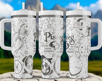 Personalisierter Becher mit Fische-Motiv – Gravur | Geburtstagsgeschenk für Astrologie-Fans (Februar & März)