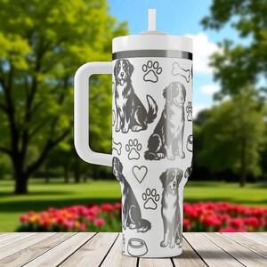 Gravierter Becher mit Berner Sennenhund – Stanley Cup 14oz 20oz 30oz 40oz – Großes Geschenk für Hundeliebhaber, individueller Reisebecher für Haustiere Bild 7