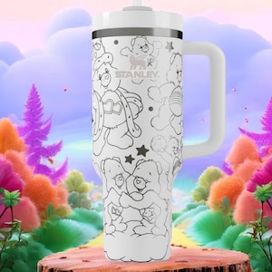Rainbow Bear Tumbler With Straw – Cute Colorful Bear Mug Gift, 30oz or 40oz Stanley Tumbler for Her, Kawaii Cup