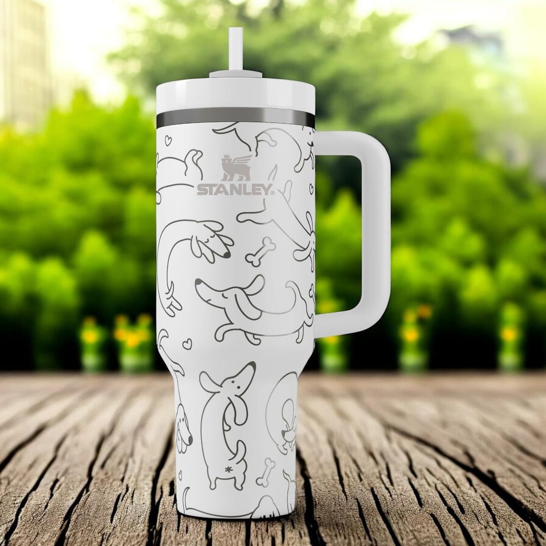 Dachshund Stanley Tumbler – 40oz Engraved Wiener Dog Cup With Flip