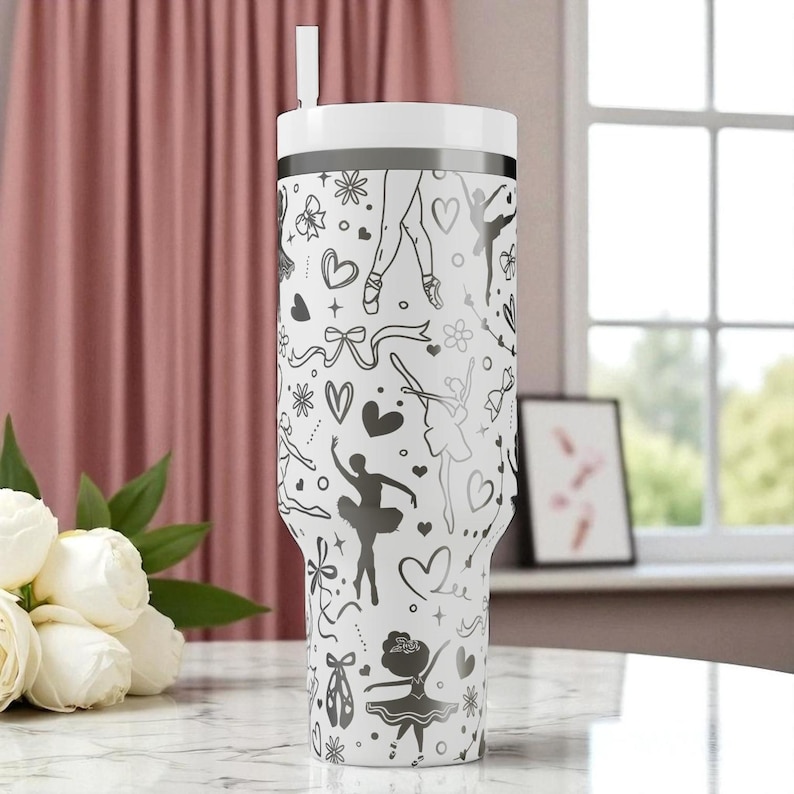 Vaso Stanley con bailarina grabada (14 oz, 20 oz, 30 oz y 40 oz): un regalo ideal para bailarines y amantes del ballet. imagen 8